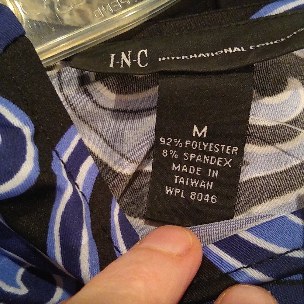 INC blue, black and purple paisley stretch dress, nwt, M - Picture 7 of 9